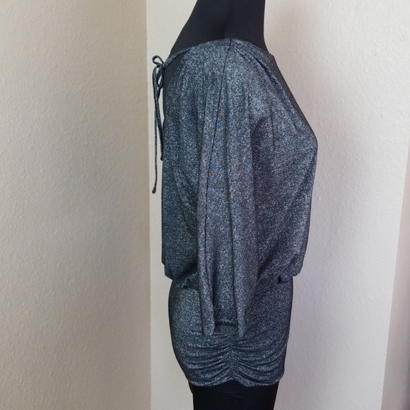 WHBM Silver Black Glitter Blouse Small - Picture 4 of 7